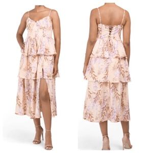 House of Harlow 1960 | tiered bustier linen dress, Corset Dress, skirt, floral